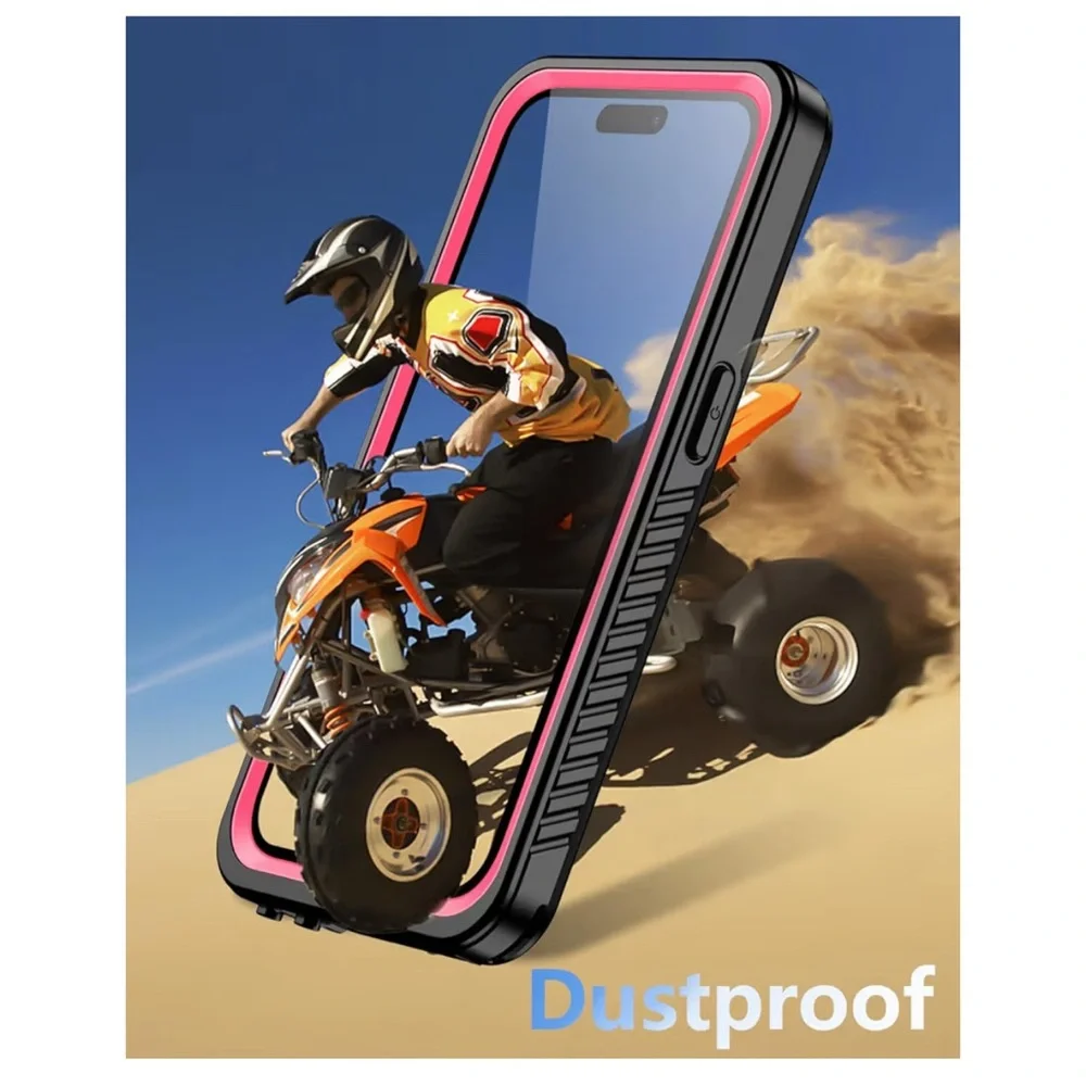 Oterkin iPhone 15 Pro Waterproof Case, Full Body Case With Screen - Pink